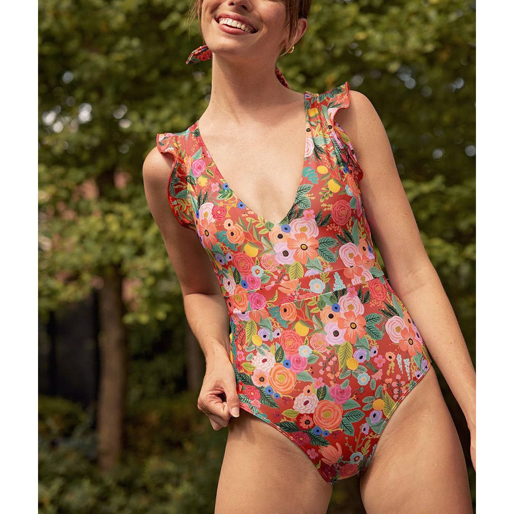 summersalt Floral One-Piece Swimsuit in Coral, Pink, Green